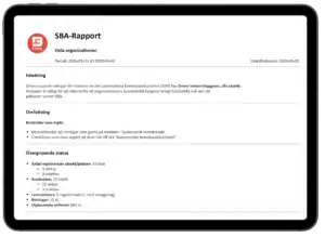 iPad som visar SBA-rapport i digitalt system för systematiskt brandskyddsarbete